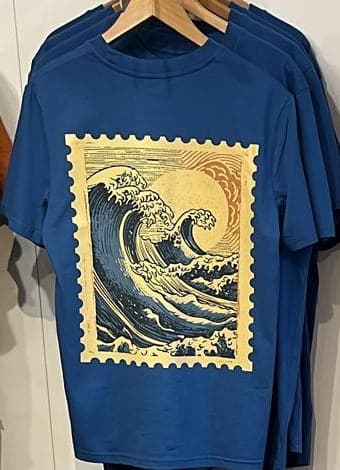 T-Shirt „Die Welle“ in Royalblau